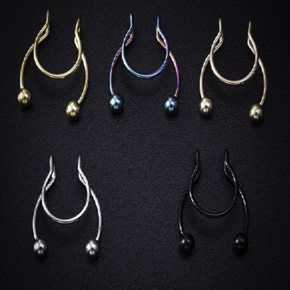 5 Non-Piercing Septum Nose Ring Bundle - Picture 1 of 5